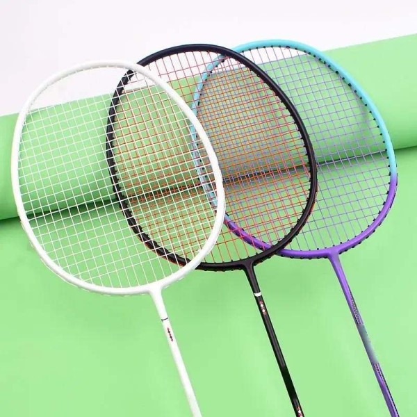 Ultralight Full Carbon Strung Badminton Racket with Grips and Bag